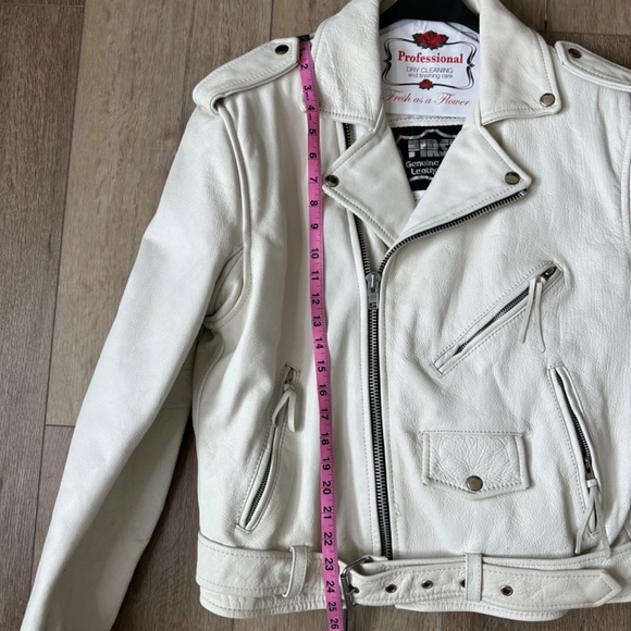 FIRST Genuine Leather White Leather Jacket Men’s Large - Picture 6 of 16